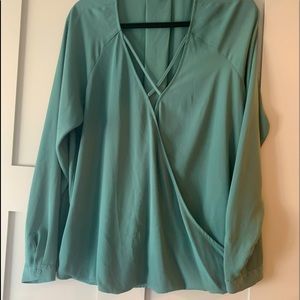 Womens blouson faux wrap blouse